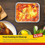 Glad Disposable Aluminum All Purpose Pans in Red, White & Blue Stars, 3ct with Lids - Printed Colorful Foil Steam Pans - 12.5” x 10.2” x 2.16” Aluminum Pan - Disposable Steamware