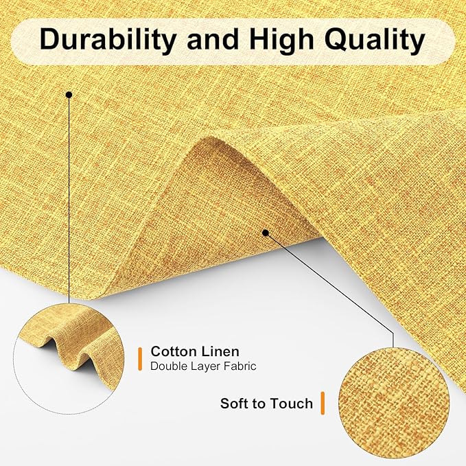 Homaxy Cloths Placemats for Dining Table Set of 8, Heat Resistant Washable Cotton Linen Blend Table Mats, Ideal for Kitchen Party Dining Decoration, 13" x 19", Mustard Yellow