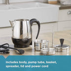 Farberware Electric Coffee Percolator, FCP240, Stainless Steel Basket, Automatic Keep Warm, No-Drip Spout, 4 Cup, Black/Silver