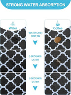 Dish Drying Mat for Kitchen Counter, 16"x24" Dish Drying Pad with Non-slip Rubber Backed, Hide Stain Anti Absorbent for Kitchen Counter, Drying Mat for Coffee Machine Dish Rack (Black Trellis)