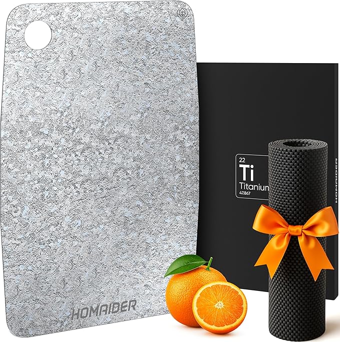 Titanium Cutting Board – Pure Titanium Chopping Board for Kitchen – Non-Toxic, Microplastic-Free, Double-Sided, Dishwasher Safe, Durable Metal Cutting Board