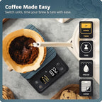 Greater Goods Coffee Scale with Timer – 0.1g Precision Digital Coffee & Espresso Scale for Pour-Over, Coffee Bean Weighing, Barista Brewing, Waterproof Cover, 3kg Capacity (Stone Blue)