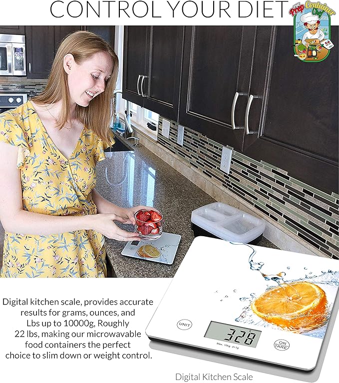 Prep Container Chef Kitchen Scale - Digital Food Scale. Nutrition Scale for Weight Loss, Baking, Meal Prep, and Keto Diet. User-Friendly Design,eliminates Multiple Measuring Cups & Spoons.