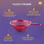 YBM Home 8.5 Inch Plastic Strainer Colander with Long Handle – Made of Food Safe BPA-Free Plastic - Use for Pasta, Noodles, Spaghetti, Vegetables and More 31-1129-red (1, Red)