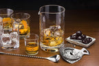 Cork & Mill Cocktail Mixing Glass, Old Fashioned Kit, Large 24 oz Crystal Cocktail Mixer for Bartenders, 9-Piece Home Bar Accessories Set for Manhattans and Other Whiskey Drinks