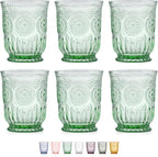 Yungala Green Small Drinking Glasses Set of 6 Vintage Hobnail 8 oz
