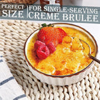 ONEMORE Ramekins 4 oz - Oven Safe Shallow Ramekins with Brown Rim for Creme Brulee - Speckled, Fluted, Set of 6