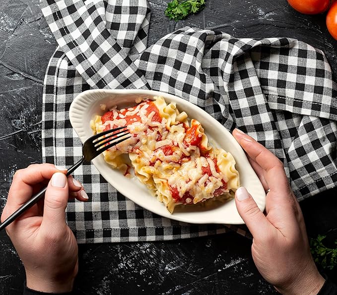 Au Gratin Baking Dishes, by Kook, Mini Casserole Dish, Set of 6, for Banana Split, Oven and Microwave Safe, Dishwasher Safe, Ceramic Serving Dishes, Lasagna & Cobblers, Individual Serving, 12 oz (Black)