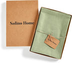 Solino Home Linen Cloth Napkins Set of 4-100% Pure Linen Chambray Olive Dinner Napkins 20 x 20 Inch for New Year - Athena, Handcrafted and Machine Washable