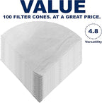 (100 Pack) Commercial 10" Deep Fryer Oil Filters, Maple Syrup Filters, Beeswax Filters, Grease Filter Cones, Best For Restaurants, Cafes, Food Trucks, Hotels