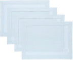 Solino Home Linen Placemats Set of 4 - Classic Hemstitch Light Blue Placemats 14 x 19 Inch - 100% Pure Linen Table Mats for Winter, New Year