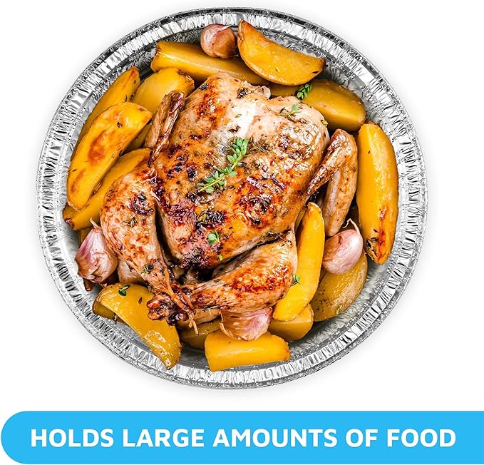 MontoPack 9” Round Aluminum Foil Pans with Clear Lids | Disposable Containers with Straight Walls for Storing, Baking, Meal Prep & Reheating | Freezer & Oven Safe, Recyclable | 40 Pack of Tins