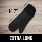 BPA-Free Silicone Oven Mitts Ultra Heat Resistant up to 500°F - Oven Mitts with Thick Cotton Liner - Long Slip Resistant Pot Holders, Flexible Oven Gloves - Black 14.7
