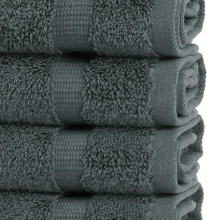 Chakir Turkish Linens | Hotel & Spa Quality 100% Cotton Premium Turkish Towels | Soft & Absorbent (4-Piece Washcloths, Dark Gray)