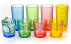 15oz and 22oz Colorful Acrylic Glasses Drinkware (Set of 8), Honeycomb Stackable Shatter-Proof Plastic Tumblers, Reusable Plastic Drinking Glasses, BPA-Free, Dishwasher-Safe