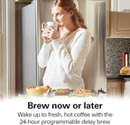 Hamilton Beach 14 Cup Programmable Coffee Maker with Easy Measure Light Up Reusable Filter, Removable 70 Oz. Water Reservoir, Black and Stainless Steel