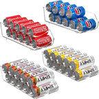 Simple Houseware Assorted Can Organizer for Refrigerator/Pantry, Set of 4, Clear