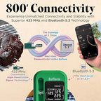 Wireless Meat Thermometer with Digital Meat Probe, Measures Internal & Ambient Temp, 800FT Bluetooth Meat Thermometer with Host Control for Barbecue, Outdoor Grilling, Oven & Smoker (Lime)