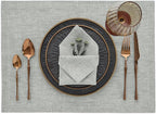 Solino Home Linen Cloth Placemats Set of 4-100% Pure Linen Chambray Grey Placemats 14 x 19 Inch - Athena