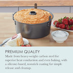 Chicago Metallic Angel Food Cake Pan with Cooling Feet, 2-Piece Nonstick Tube Pan, 9.5 Inch Carbon Steel, Perfect for Pound and Sponge Cakes