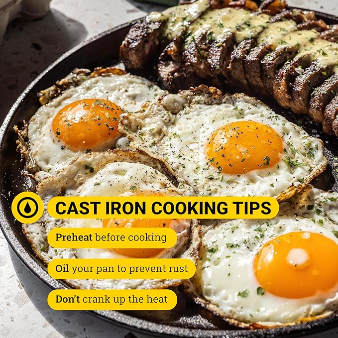 Lodge Round Seasoned Cast Iron Griddle - Round-Shaped, Pre-Seasoned Iron Griddle Pan - Non-Toxic, PFAS-Free Cookware - Compatible with Stovetop, Oven, Grill, or Campfire - 10.5 Inches