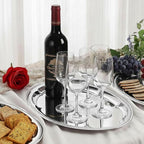 6-Pack Large Silver Serving Trays (16" x 12") – Oval Floral Engraved Serving Platters for Parties, Weddings, Birthdays, Festive Occasions – Mirror Trays for Appetizers, Charcuterie, Cookies, Desserts