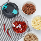 Multi-Function Manual Food Processors & Chopper with Cover and Handle, Garlic Press Vegetable Chopper Shredder,Suitable for Onions Garlic Carrots Gingers Peppers Fruits,Ideal Gift for Kitchen（Blue）