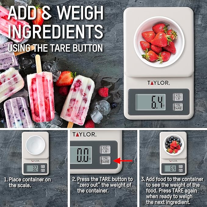 Taylor Compact Digital Scale (White), 11 pound capacity
