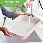 GreenLife 16.5” x 12” Healthy Ceramic Nonstick Roasting Pan with Stainless Steel Roaster Rack, PFAS-Free, PFOA-Free, Dishwasher Safe, Oven Safe, Easy Pouring Rims, Soft Pink
