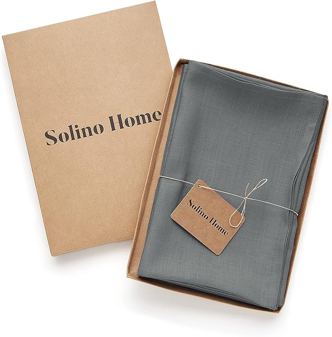 Solino Home Linen Cloth Napkins Set of 4-100% Pure Linen Dark Grey Dinner Napkins 20 x 20 Inch for Winter - Fete, Handcrafted and Machine Washable