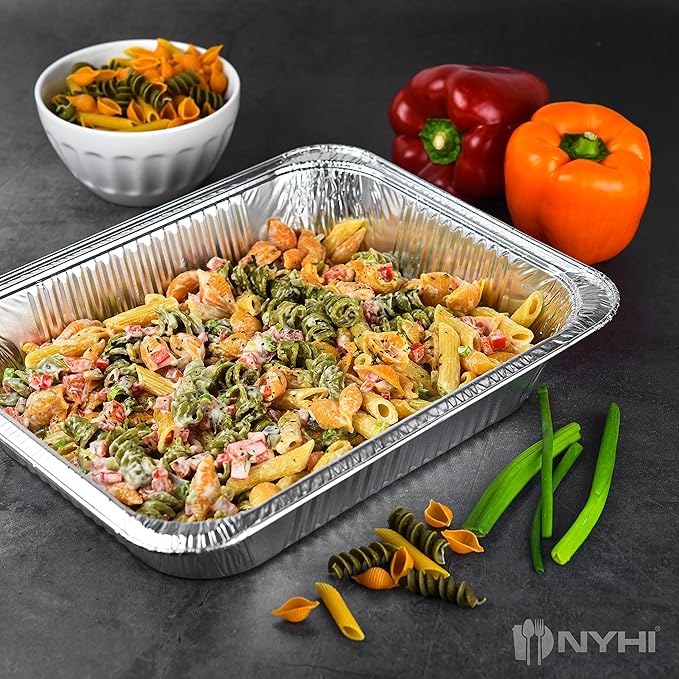 NYHI 30 Pcs Aluminum Pans 9x13 Disposable Baking Tin Foil Pan with Lids for Cooking Baking Takeout Containers for Leftovers Heavy Duty Foil Pans Freezer Container Catering Supplies
