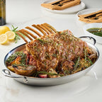 Hestan Provisions Oval Roasting Pan and Au Gratin Dish, 5.5 Quart Clad Stainless Steel, 17.5 x 14 Inch - Designed with Thomas Keller, Oven Safe 600F, Dishwasher Safe