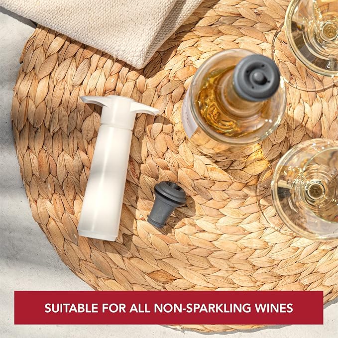 Vacu Vin Original Wine Saver with 2 Vacuum Bottle Stoppers – White Wine Preserver Pump for Red or White Wine – Manual Air Remover System – Airtight Seal – Keep Wine Fresh Longer
