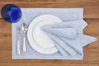 Solino Home Linen Cloth Placemats Set of 4-100% Pure Linen Chambray Blue Placemats 14 x 19 Inch - Athena - Winter, New Year