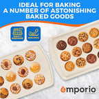 Stackable Baking Pan Set - Deluxe Nonstick White Marble Coating, Carbon Steel Bakeware Sets, PFOA, PFOS, PTFE Free, Recipe Booklet Included, Oven Safe (Up to 450°F), Set of 7 - White