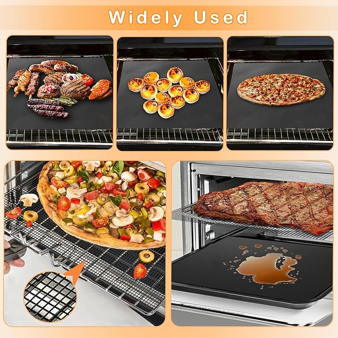 4Pcs Reusable Air Fryer Liners for Ninja, 12 × 12in Non-Stick Oven Liners for Toaster Oven, Microwave/Grill Baking Mat, 450°F Pre-Cut Square Mat for Ninja SP101/SP201/SP301/SP351, Kitchen Accessories