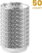 PLASTICPRO 9'' Inch Round Tin Foil Pans Disposable Aluminum, Freezer & Oven Safe - For Baking, Cooking, Storage, Roasting, & Reheating, Pack of 50