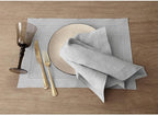 Solino Home Linen Placemats Set of 4 - Classic Hemstitch Soft Grey Placemats 14 x 19 Inch - 100% Pure Linen Table Mats for Winter, New Year