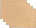Solino Home Linen Cloth Placemats Set of 4 - 100% Pure Linen Golden Nugget Placemats 14 x 19 Inch - Athena
