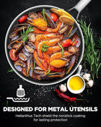 Nonstick Sauce Pan with Lid, Non-Toxic Tri-Ply Hybrid Ceramic Saucepan, 3.5 Quart Stainless Steel Pans, PFAS/PFOA/PTFE Free, Dishwasher & Oven Safe, Induction Compatible
