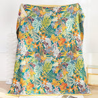 MSGKV Cotton Bed Blanket for Couch and Sofa Blankets for Living Room Bedroom Reversable Florals Throw 80"x90" Breathable Cozy Boho Blankets