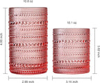 Hobnail Beaded Highball Drinking Tumbler Glasses | Set of 10 | Color, Vintage Bubble Design Whiskey Glassware, Old-Fashioned, Embossed Design, Water, Wine, Cocktail Embossed Heavy Glass, Rocks Glass