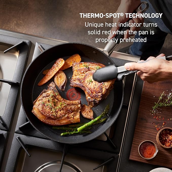 T-Fal Stone Force Platinum Non Stick Fry Pan 12 Inch, Oven Broiler Safe 400°F, Perfect for Frying, Sautéing, Searing, & Pan-Roasting, Cookware Skillet, Must Have, Pots & Pans, Dishwasher Safe, Black