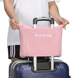EverSnug Travel Friendly Blanket and Pillow Bundle – Airplane Travel Essentials with Soft Bag Pillowcase for Women & Kids | Color Includes Pink & Teal