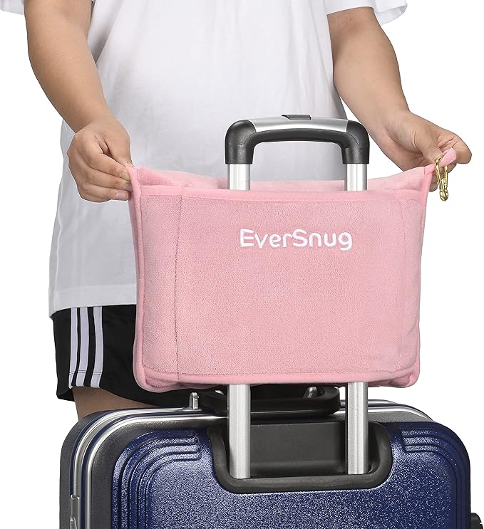 EverSnug Travel Blanket and Pillow Value Pack – Premium Soft & Lightweight | 2 in 1 Compact Blanket for Airplane, Car, Kids and Women | Color Includes Pink & Navy Blue