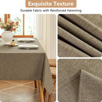 Faux Linen Fabric Rectangle Table Cloth, Textured Water Resistant & Washable Rectangular Tablecloth, Anti-Scratch for Dinning Kitchen Party,54 x 72 Inch, Mocha