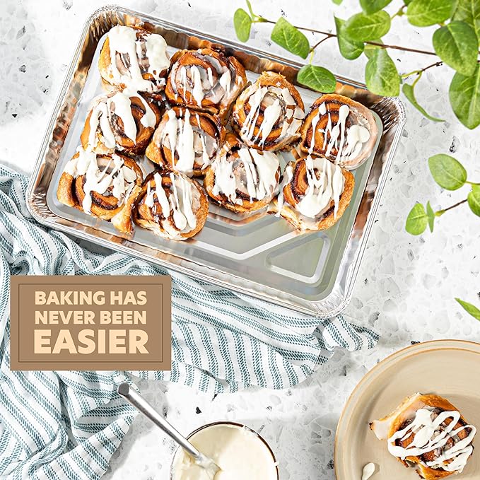 PLASTICPRO Aluminum Pans 5 Pack Disposable Cookie Sheets 9'' x 13'' Baking Pans Premium Quality Heavy Duty Cookie Sheet Pans