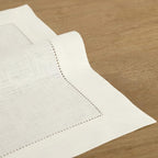 Solino Home Ivory Linen Napkins Set of 4-100% Pure Linen Hemstitch Dinner Napkins 20 x 20 Inch for Holiday, New Year - Classic Hemstitch