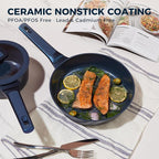 HONGBAKE Pots and Pans Set Nonstick, 26 Pcs All-in-One Kitchen Starter Set with Cookware, Bakeware & Silicone Utensils, Non Toxic Ceramic Coating, Induction & Oven Safe, PFOA PFOS Free, Blue
