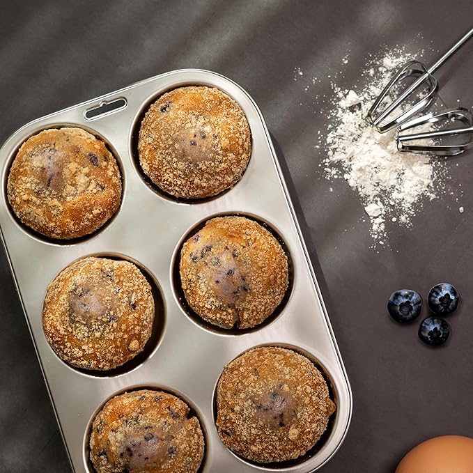 Fox Run Stainless Steel Extra Large Muffin and Cupcake Pan, 6 Cup Jumbo Muffin Tin